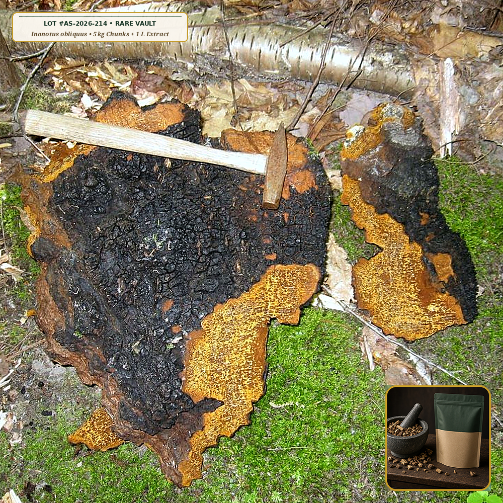 Wild Interior Alaskan Birch-Harvested Chaga Sclerotia & Spagyric Reserve (Inonotus obliquus) — Apothecary Supply Monograph
