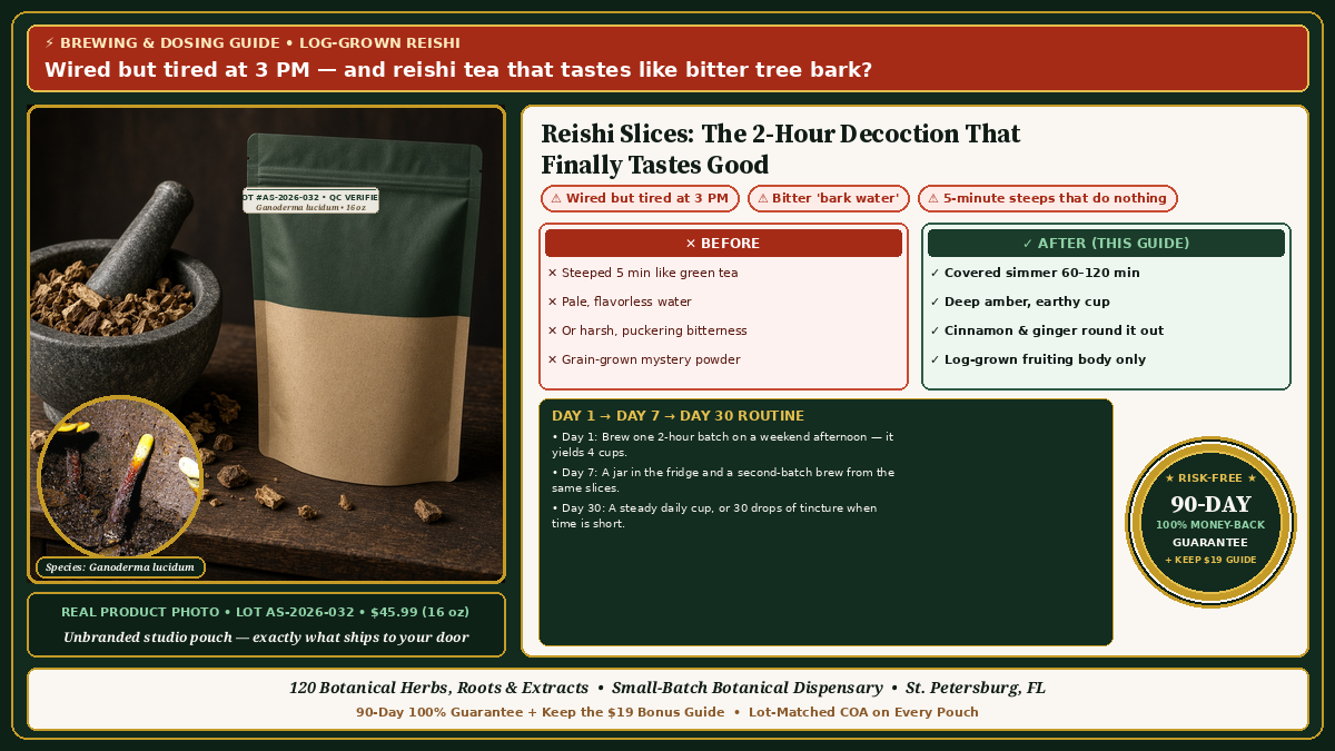 How to Brew Reishi Mushroom Slices Without the Bitter 'Tree Bark' Taste: The 2-Hour Decoction vs. Dual-Extract Tincture (Brewing & Dosing Guide) — Apothecary Supply, St. Petersburg, FL