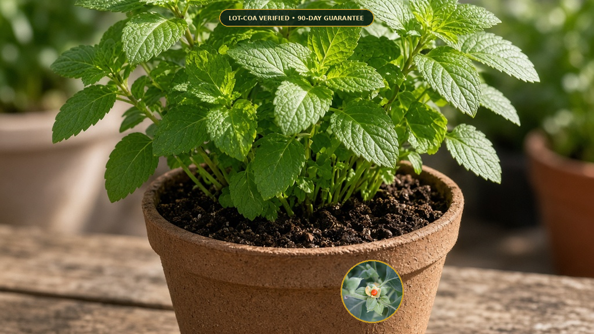 Live Botanical Herb Starter Plants for Sale: Clonal Ashwagandha, American Skullcap, Bockin — Live Ashwagandha (Winter Cherry) Starter Plant (Withania somnifera) • Protocol: 1 rooted starter at Room-temp water (48-hr shad