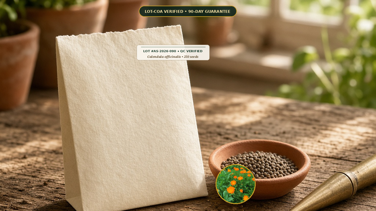 Organic Calendula Resina High Resin Seed Packet Monograph — Organic Calendula Resina High-Resin Seed Packet (Calendula officinalis) • Protocol: 2-3 seeds / cell at Soil 18-24 C (Germinate 7-28 days, 1/4-inch sow depth) •