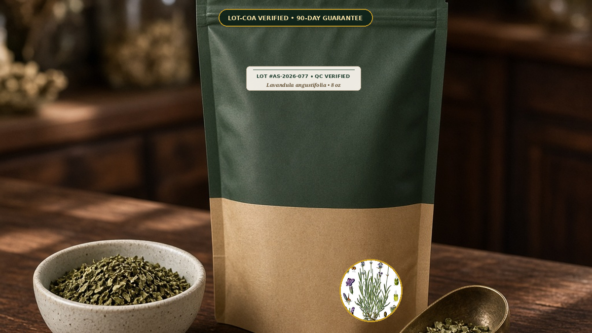 Organic Lavender Culinary Tea Grade Flower Buds Monograph — Organic Lavender Culinary/Tea Grade Flower Buds (Lavandula angustifolia) • Protocol: 2-3 g (1-2 tsp) at 90-95 C water (Covered steep 10-15 min, 1:80 (3 g / 240 