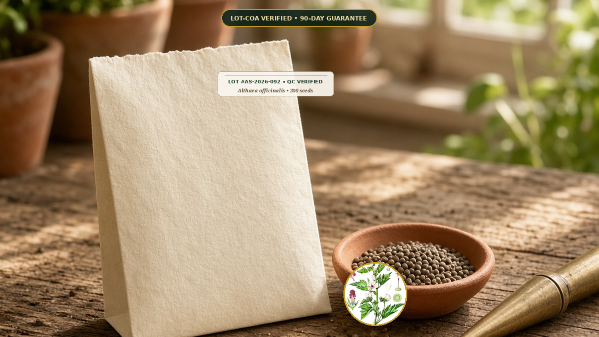 Organic Marshmallow Althaea Heirloom Seed Packet Monograph — Organic Marshmallow (Althaea) Heirloom Seed Packet (Althaea officinalis) • Protocol: 2-3 seeds / cell at Soil 18-24 C (Germinate 7-28 days, 1/4-inch sow depth)