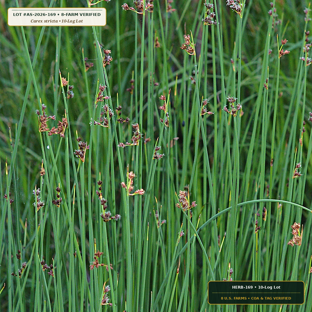 Pre-Vegetated Coir Bio-Log & Tidal Marsh Mats (Carex stricta & Schoenoplectus tabernaemontani) — 10-Log Lot • Lot AS-2026-169 • 8-Farm Domestic Provenance • Apothecary Supply