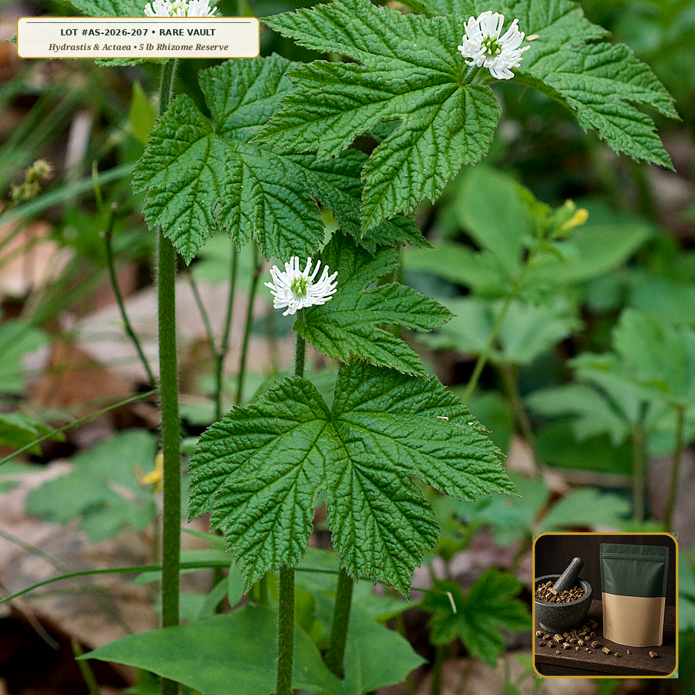 Appalachian 7-Year Mature Goldenseal & Black Cohosh Crate (Hydrastis canadensis & Actaea racemosa) — 5 lb Woodland Rhizome Reserve • Lot AS-2026-207 • Apothecary Supply