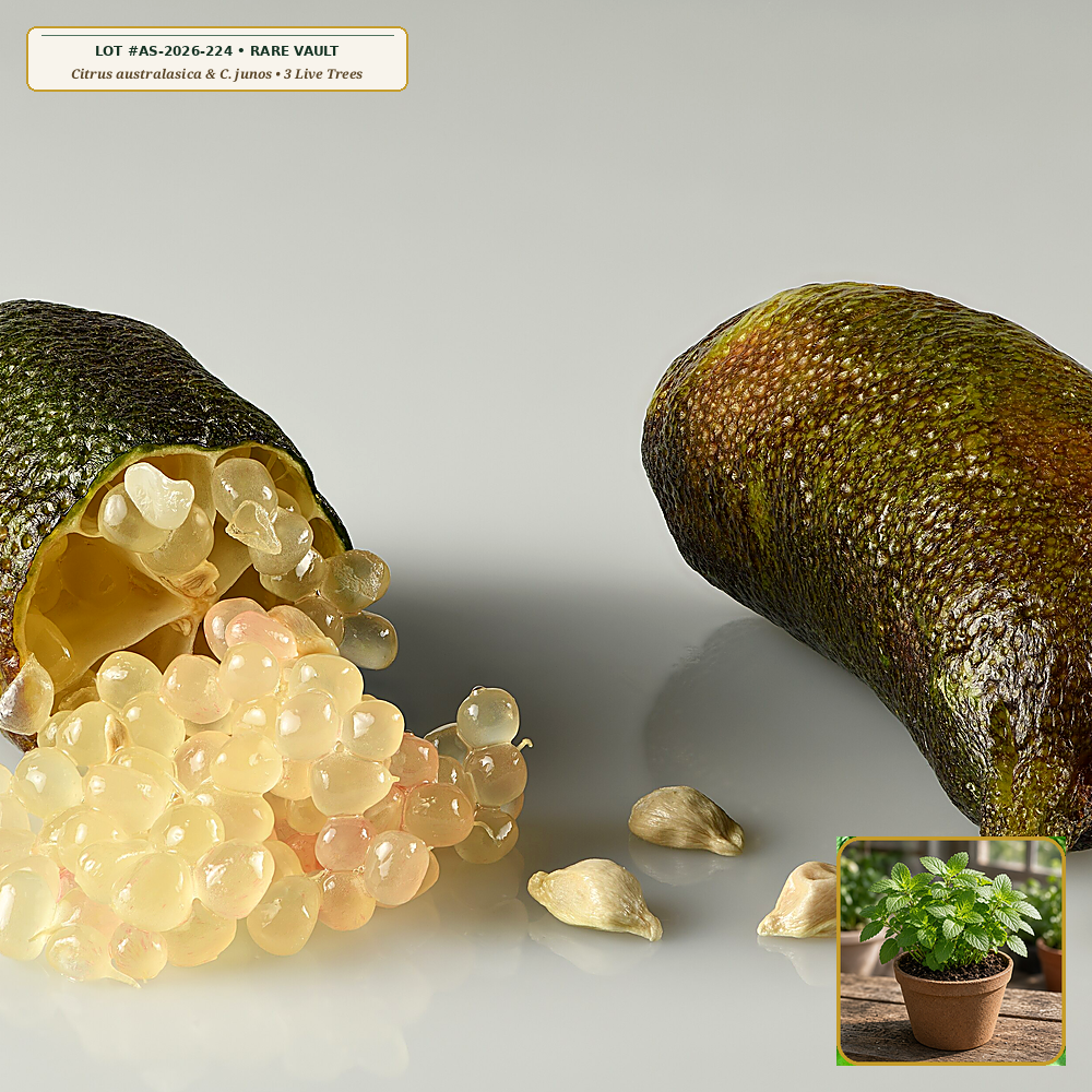 Australian Finger Lime 'Caviar' & Japanese Yuzu Fruiting Citrus Trio (Citrus australasica & Citrus junos) — 3 Live 4-Year Grafted Conservatory Trees • Lot AS-2026-224 • Apothecary Supply
